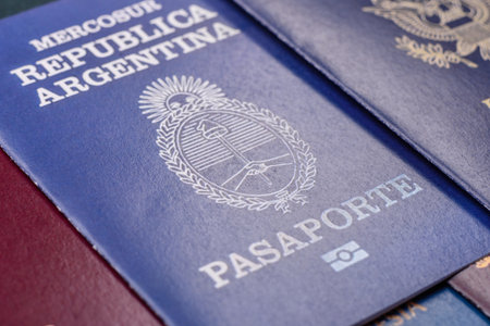 Argentina passport for traveling, flying and doing business. Argentina document, id for crossing the borderの写真素材