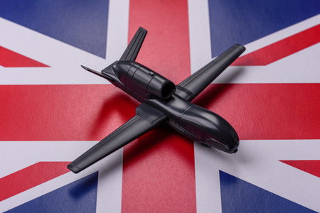 British drone unmanned autonomous technology of espionage and strikes on the enemy, Britain defense against invadersの写真素材