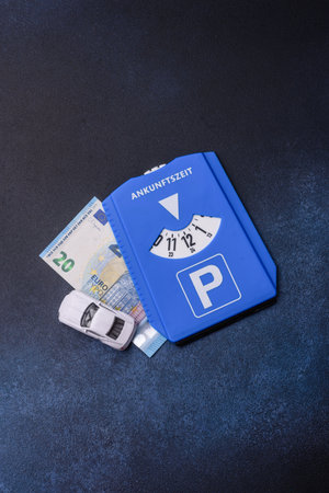 A parking disc, permit, or ticket for measuring time and paying municipal services. A parking disc as a background for your designの写真素材