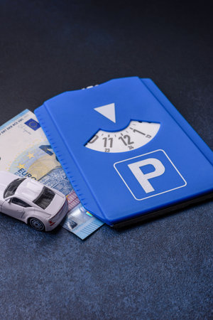 A parking disc, permit, or ticket for measuring time and paying municipal services. A parking disc as a background for your designの写真素材