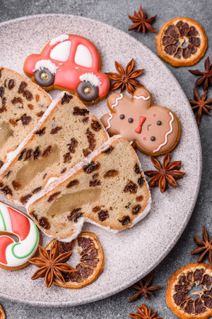 Stollen, a German Christmas pastry and dessert with fruit and marzipan, is perfect for the winter...
