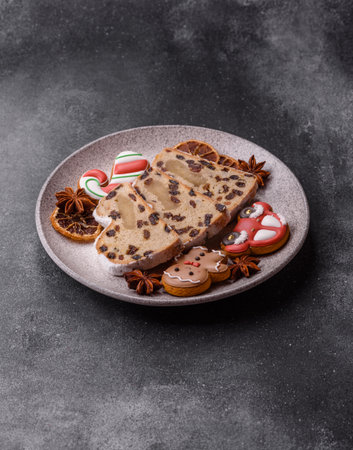 Stollen, a German Christmas pastry and dessert with fruit and marzipan, is perfect for the winter...
