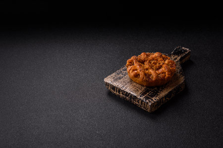 Apple or pumpkin pie or tart is a sweet autumn treat. Apple pie as a food background for your designの写真素材