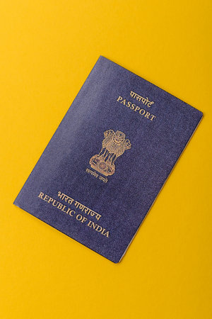 Indian passport for traveling, flying and doing business. India document, id for crossing the borderの写真素材