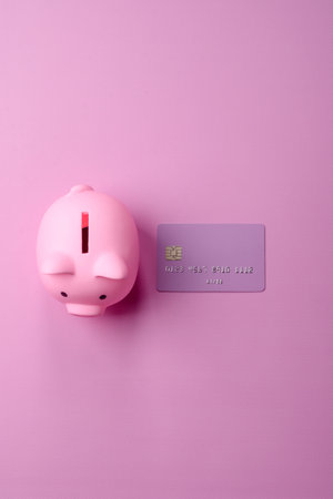 A credit card for contactless cashless payments via a terminal or online. A credit card for a financial backgroundの写真素材