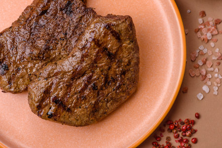 Food, grilled beef steak, roast meat for lunch. Grilled beef steak as a food background for your...