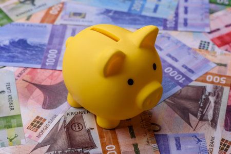 Money, currency of Norway, Norwegian krone banknotes of various denominations. Norway, Norwegian money as a financial background for your design.の写真素材