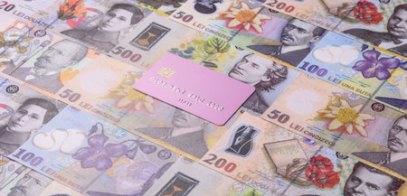 A credit card for contactless cashless payments via a terminal or online. A credit card for a financial backgroundの写真素材