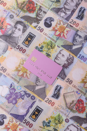 A credit card for contactless cashless payments via a terminal or online. A credit card for a financial backgroundの写真素材