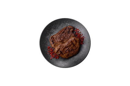 Food, grilled beef steak, roast meat for lunch. Grilled beef steak as a food background for your design.の写真素材