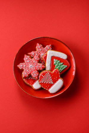 Gingerbread, Christmas cookies, or sweets for a festive family table. Christmas gingerbread as a festive background for your designの写真素材