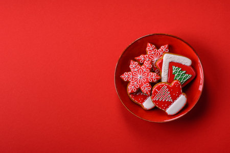 Gingerbread, Christmas cookies, or sweets for a festive family table. Christmas gingerbread as a festive background for your designの写真素材