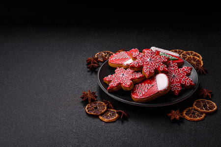 Gingerbread, Christmas cookies, or sweets for a festive family table. Christmas gingerbread as a festive background for your designの写真素材