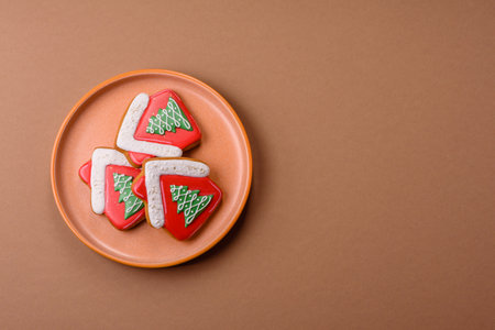 Gingerbread, Christmas cookies, or sweets for a festive family table. Christmas gingerbread as a festive background for your designの写真素材