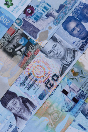 Money background, currency exchange, paper banknotes from different countries. Money cash currency as a financial background for your designの写真素材