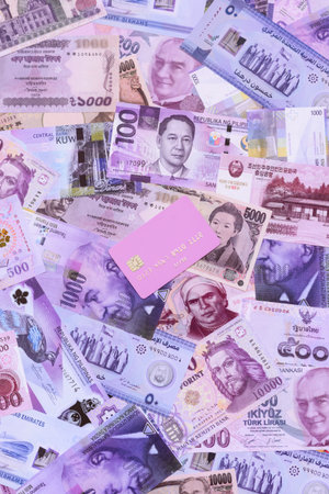 Money background, currency exchange, paper banknotes from different countries. Money cash currency as a financial background for your designの写真素材