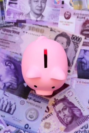 Money background, currency exchange, paper banknotes from different countries. Money cash currency as a financial background for your designの写真素材