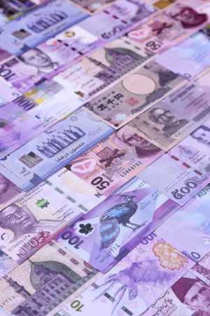 Money background, currency exchange, paper banknotes from different countries. Money cash currency as a financial background for your designの写真素材