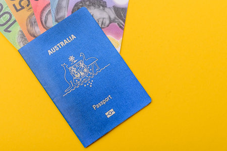 Australian passport for traveling, flying and doing business. Australia document, id for crossing the borderの写真素材