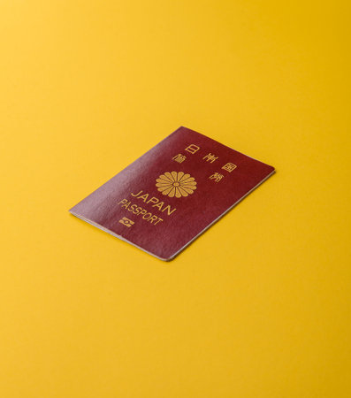 Japanese passport for traveling, flying and doing business. Japan document, id for crossing the borderの写真素材
