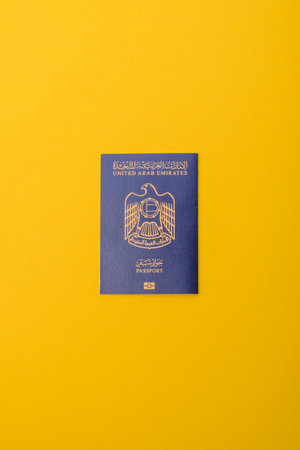 OAE passport for traveling, flying and doing business. Arabic document, id for crossing the borderの写真素材