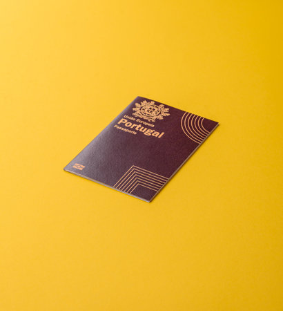 Portugal passport, Portuguese document for global business, emigration or travel.の写真素材
