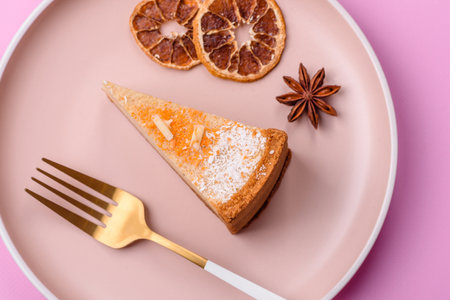 Cheesecake, a slice of sweet pie, a classic cheese dessert. Cheesecake as a food background for your...