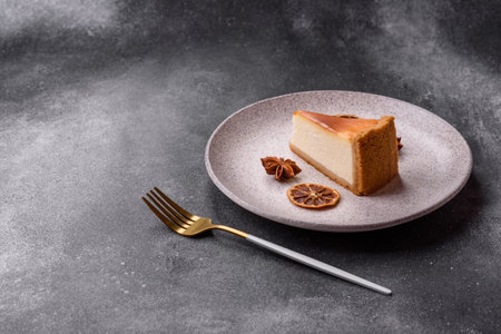 New York cheesecake, a slice of sweet pie, a classic cheesecake dessert. New York cheesecake as a...