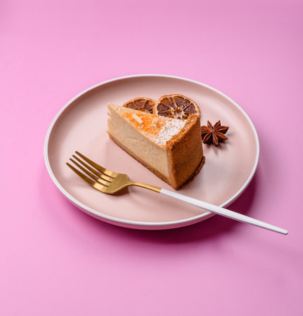 Cheesecake, a slice of sweet pie, a classic cheese dessert. Cheesecake as a food background for your...