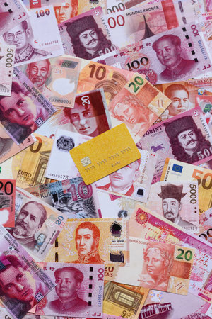 A credit card for contactless cashless payments via a terminal or online. A credit card for a financial backgroundの写真素材