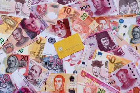 A credit card for contactless cashless payments via a terminal or online. A credit card for a financial backgroundの写真素材