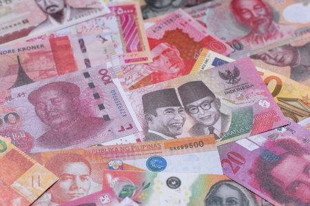 Money background, currency exchange, paper banknotes from different countries. Money cash currency as a financial background for your designの写真素材