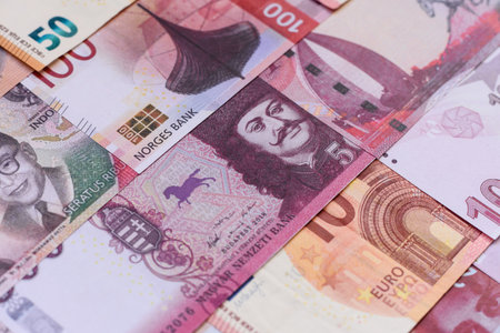 Money background, currency exchange, paper banknotes from different countries. Money cash currency as a financial background for your designの写真素材