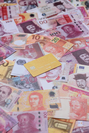 A credit card for contactless cashless payments via a terminal or online. A credit card for a financial backgroundの写真素材