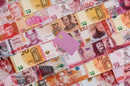 A credit card for contactless cashless payments via a terminal or online. A credit card for a financial backgroundの写真素材