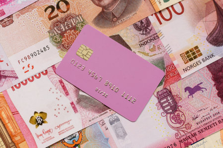 A credit card for contactless cashless payments via a terminal or online. A credit card for a financial backgroundの写真素材