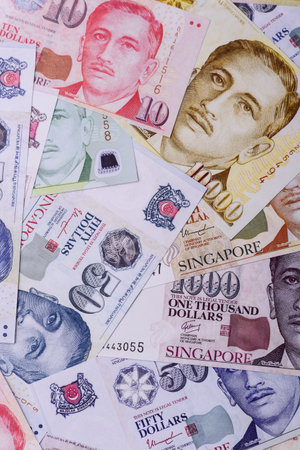 Money, currency of Singapore, dollar banknotes of various denominations. Singapore money as a financial background for your designの写真素材