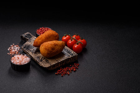 Chicken Kyiv cutlet with buttery filling, a lunch of chicken breast meat. Chicken Kyiv cutlet as a food background for your designの写真素材