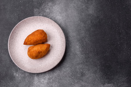 Chicken Kyiv cutlet with buttery filling, a lunch of chicken breast meat. Chicken Kyiv cutlet as a food background for your designの写真素材