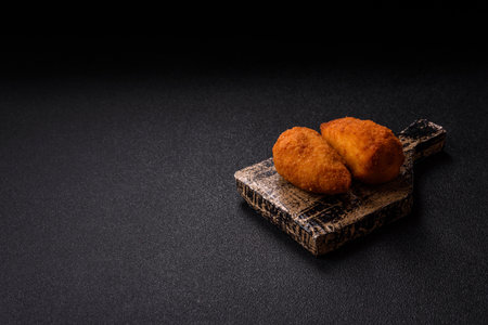 Chicken Kyiv cutlet with buttery filling, a lunch of chicken breast meat. Chicken Kyiv cutlet as a food background for your designの写真素材