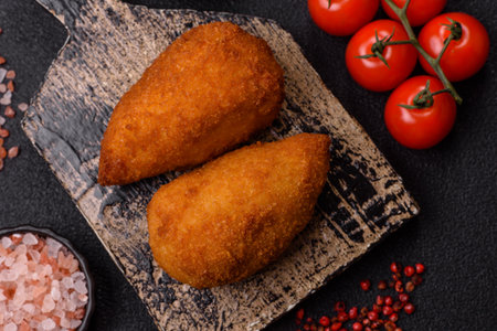 Chicken Kyiv cutlet with buttery filling, a lunch of chicken breast meat. Chicken Kyiv cutlet as a food background for your designの写真素材