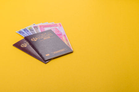 Iranian passport for traveling, flying and doing business. Iran document, id for crossing the borderの写真素材