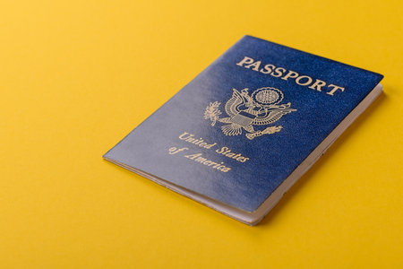US passport for traveling, flying and doing business. USA document, id for crossing the borderの写真素材