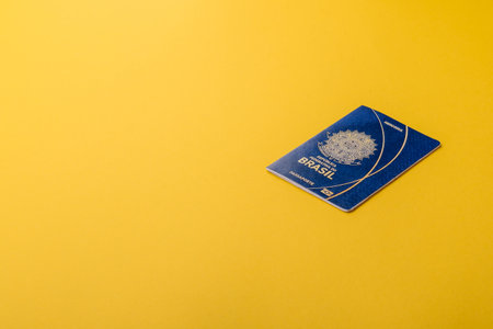 Brazilian passport for traveling, flying and doing business. Brazil document, id for crossing the borderの写真素材
