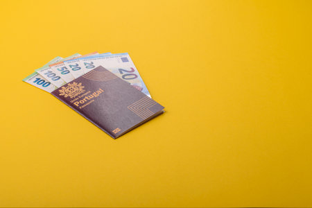Portugal passport, Portuguese document for global business, emigration or travel.の写真素材