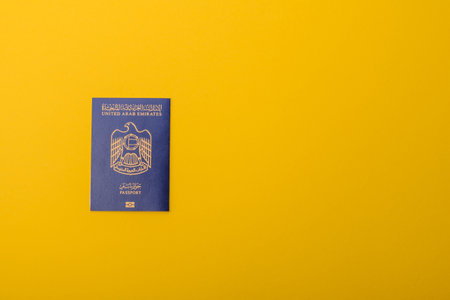 OAE passport for traveling, flying and doing business. Arabic document, id for crossing the borderの写真素材