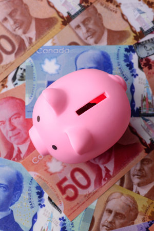 A piggy bank as a concept for storing, accumulating, and saving financial resources. A piggy bank as a financial backdrop for your designの写真素材