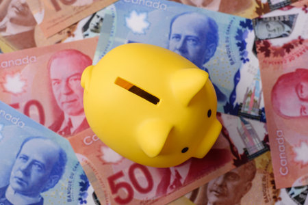 A piggy bank as a concept for storing, accumulating, and saving financial resources. A piggy bank as a financial backdrop for your designの写真素材