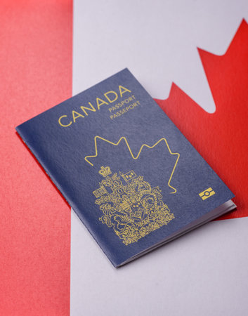 Canada passport, Canadian visa for international travel and vacation. Canadian passport as a background for your designの写真素材