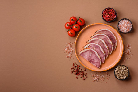 A meat roll made from pork or beef tongue slices with spices.の写真素材